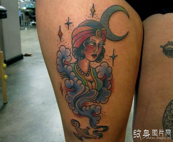 阿拉丁神灯纹身图案 源于神话故事的小精灵