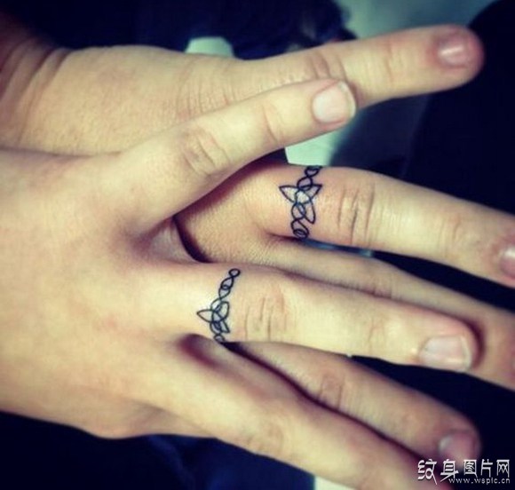 指环纹身图案欣赏 个性时尚的手指情侣纹身