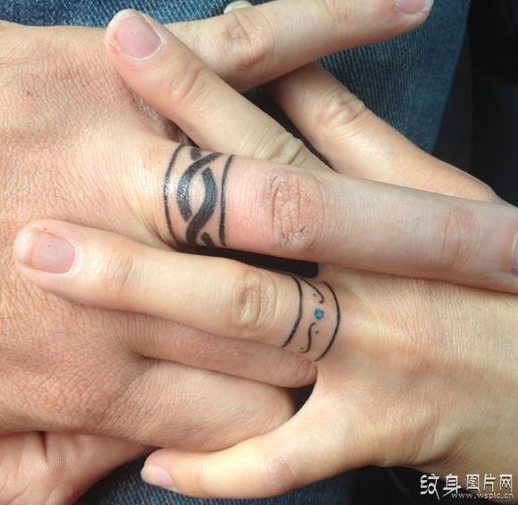 指环纹身图案欣赏 个性时尚的手指情侣纹身