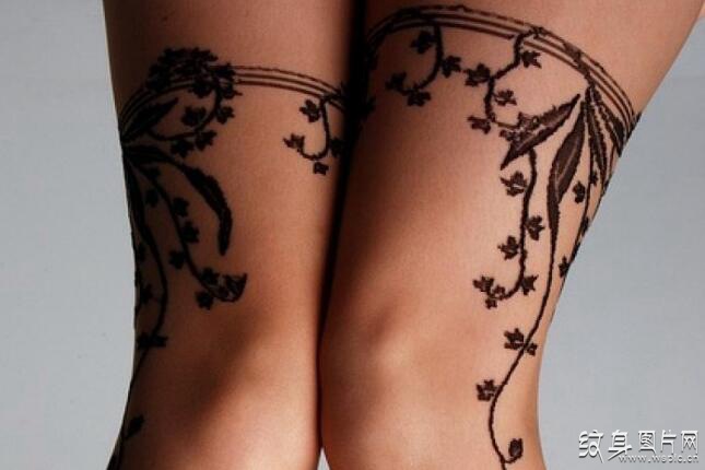 丝袜纹身图案精选 性感唯美的美女腿部纹身