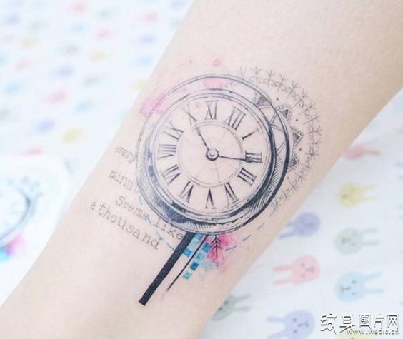 钟表纹身图案及手稿 充满意义的欧美流行设计