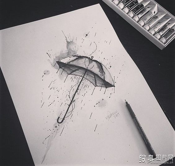 雨伞纹身图案及手稿 不同设计下的不同意义