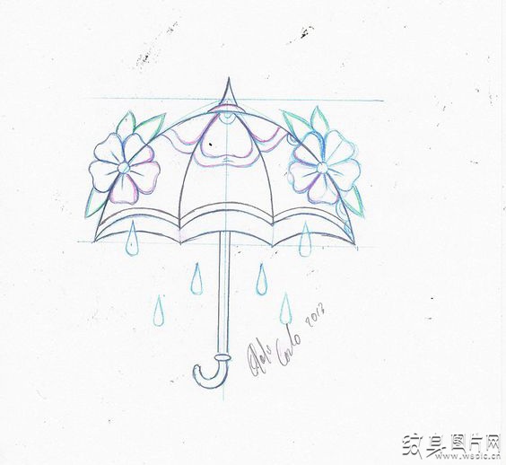 雨伞纹身图案及手稿 不同设计下的不同意义