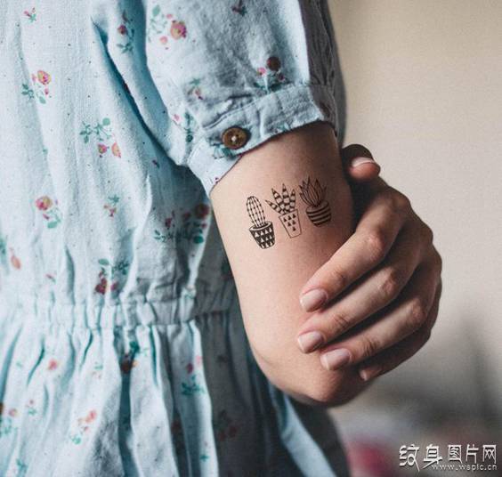 仙人掌纹身图案及意义 可爱的小清新风格设计