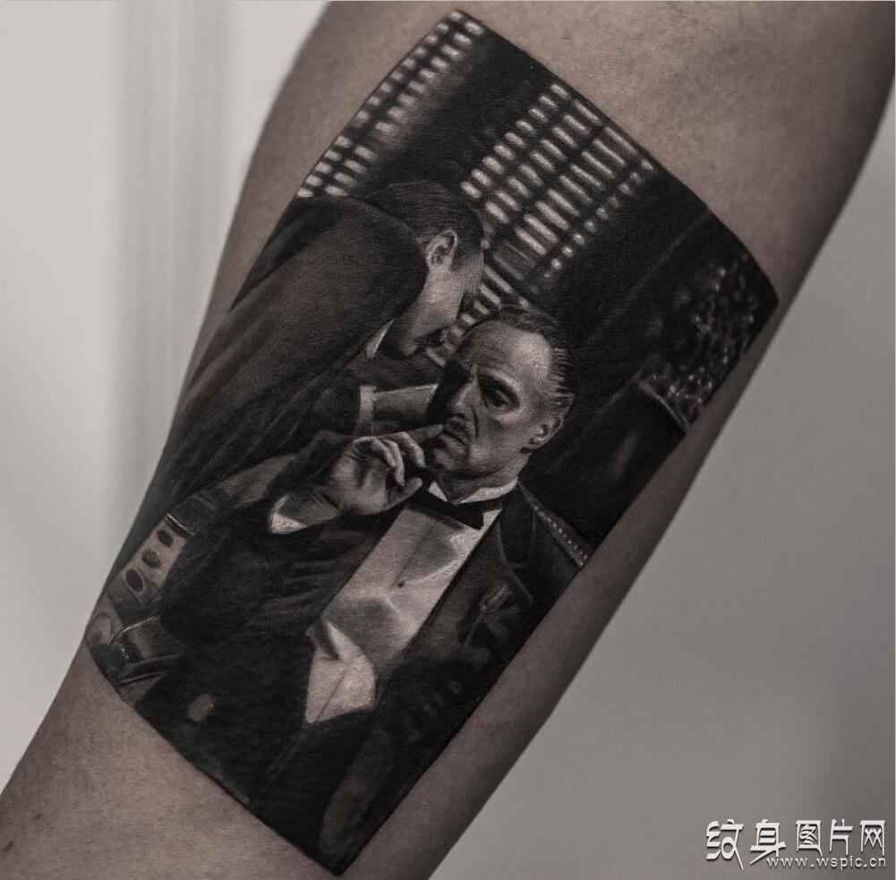 教父纹身图案欣赏  经典电影肖像纹身之一
