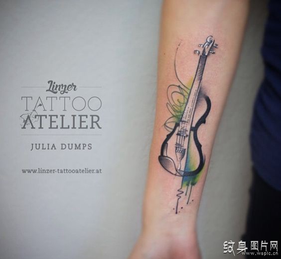 小提琴纹身图案及手稿 最具个性的音乐符号设计