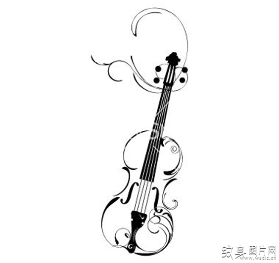 小提琴纹身图案及手稿 最具个性的音乐符号设计