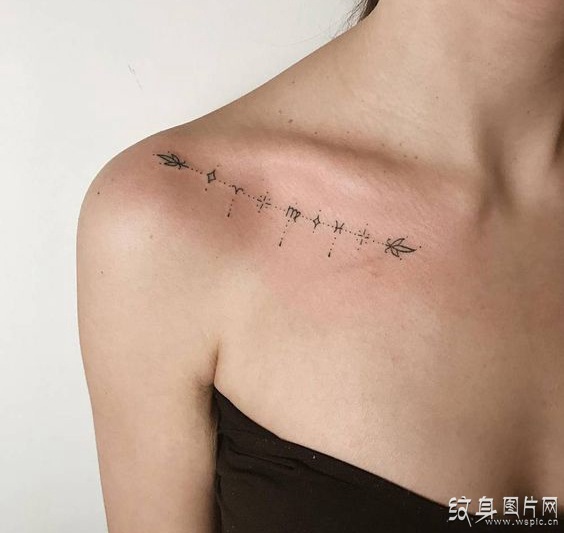 女生锁骨纹身图案欣赏 唯美可爱的小清新设计