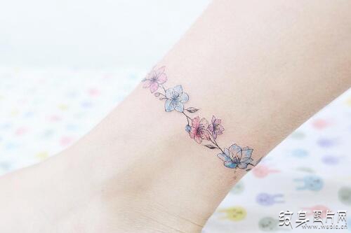 女生脚踝纹身图案欣赏 可爱唯美的清新设计