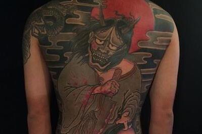 佛教天龙八部众之一，驱邪的夜叉纹身图案