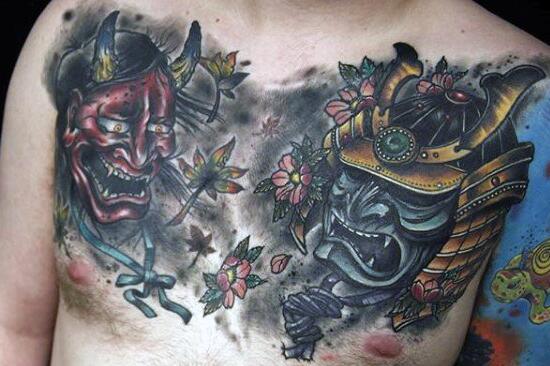 鬼武士纹身图案及手稿，日式纹身中的经典鬼神