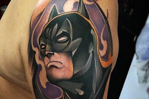动漫电影中的超级英雄，炫酷蝙蝠侠纹身图案欣赏