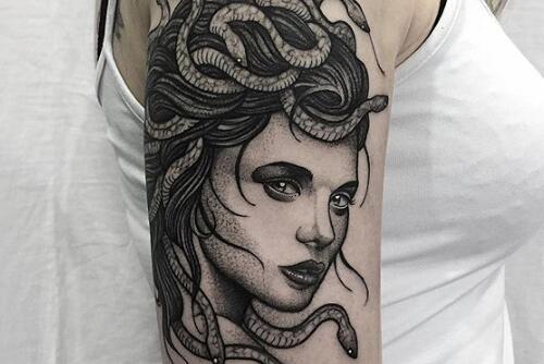 蛇女纹身图案及手稿欣赏，来自古希腊的神奇传说故事
