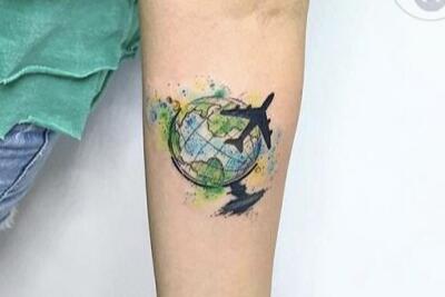 欧美地球仪纹身图案欣赏 小众个性纹身首选