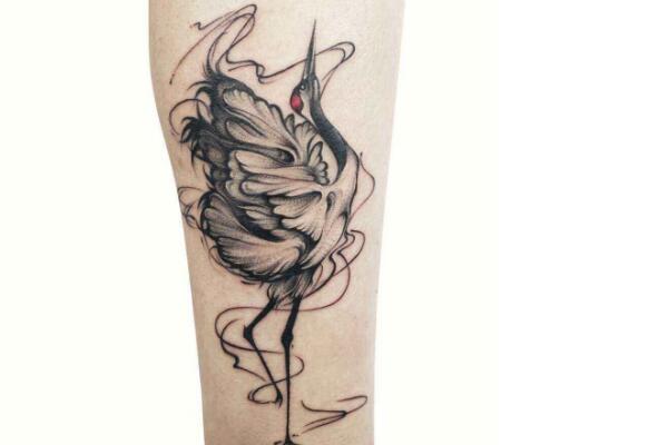 丹顶鹤纹身及手稿 吉祥优雅的一品鸟