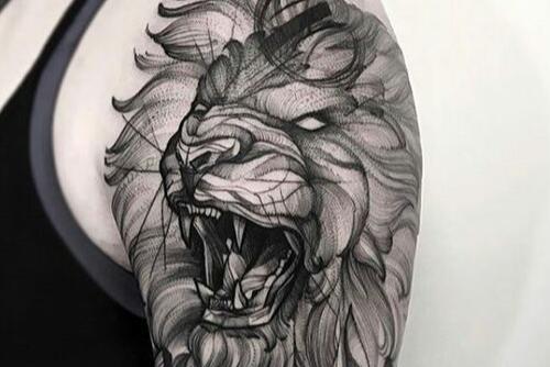 雄狮纹身图案及手稿 匠心独运的时尚纹身设计