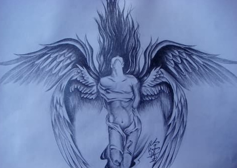 天使纹身图案手稿