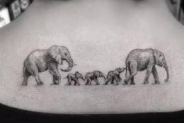 大象纹身图案欣赏，大块头下有着大智慧