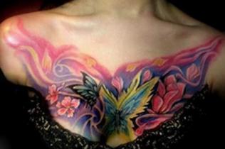 女生胸前纹身图案欣赏，为你添加性感气息