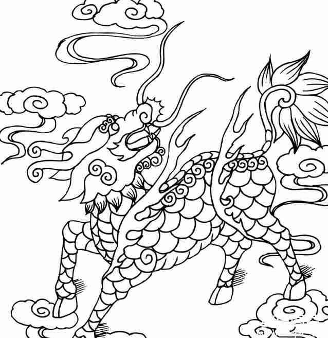 麒麟纹身手稿
