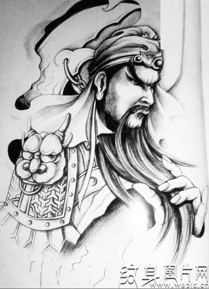 关公纹身图案及手稿欣赏，满背关公最多见