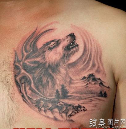 狼纹身图案大全欣赏，八张面目凶狠的纹身图案
