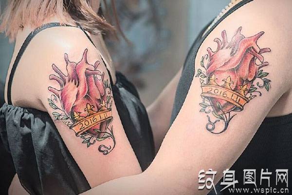 彩色情侣纹身图案，情比金坚的爱情宣言