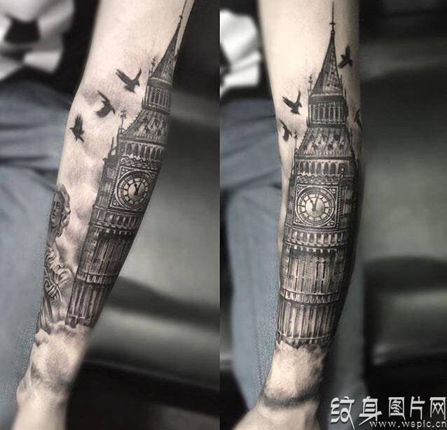 古代建筑纹身图案，文明古国的典型标志