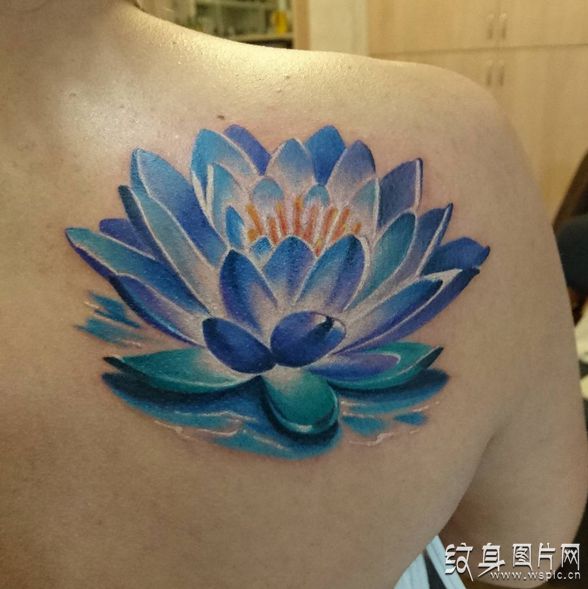 蓝莲花纹身图案欣赏及寓意，永不凋零的圣洁之花