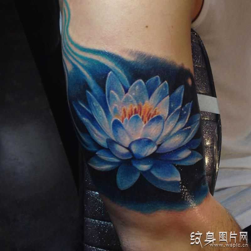 蓝莲花纹身图案欣赏及寓意，永不凋零的圣洁之花