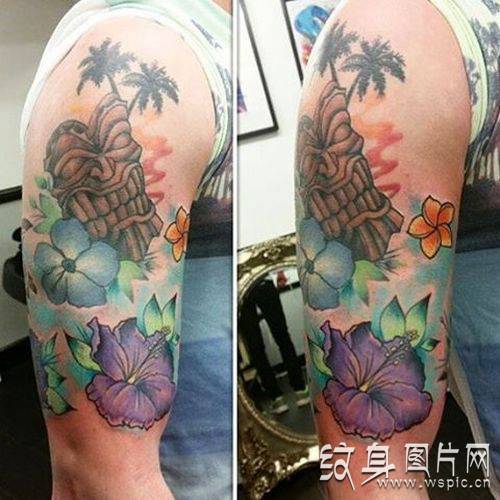 最迷人的鲜花设计之一 芙蓉花纹身图案欣赏