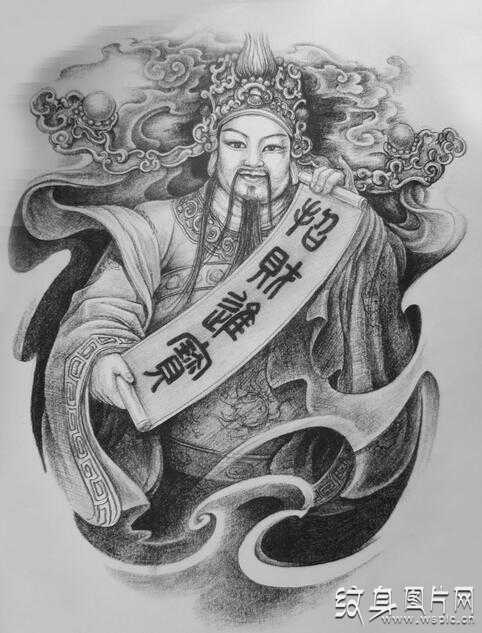 世间财富的掌管者 财神爷纹身图案及手稿欣赏