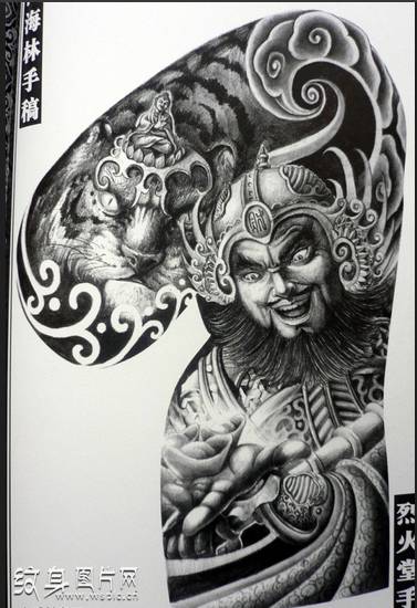 世间财富的掌管者 财神爷纹身图案及手稿欣赏