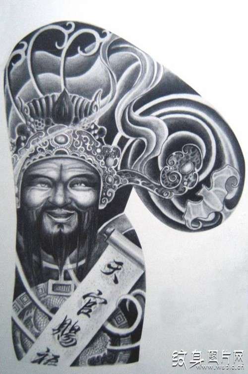 世间财富的掌管者 财神爷纹身图案及手稿欣赏