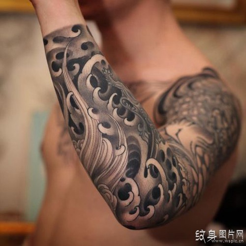日式海浪纹身及手稿 充满寓意的花臂设计