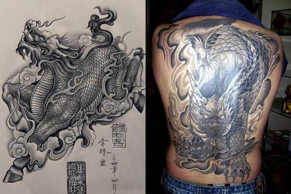 火麒麟图片大全，欣赏顶级纹身师手稿及作品