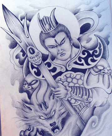 二郎神纹身图片，杨戬纹身图片