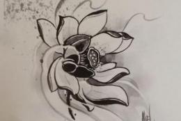 荷花纹身手稿欣赏，顶级绘画大师经典之作