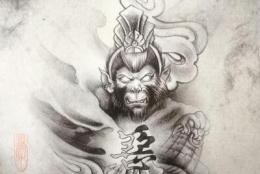 善恶纹身图案欣赏，花开两朵各表一枝